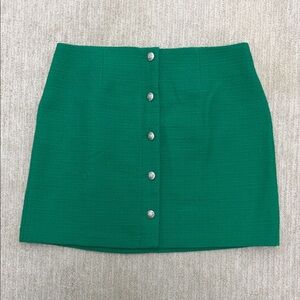 Tweed Green Button-Up Women's Skirt